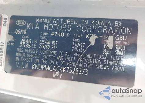 2019 Kia Sportage Lx из США, поврежденный, VIN KNDPMCAC4K7528373